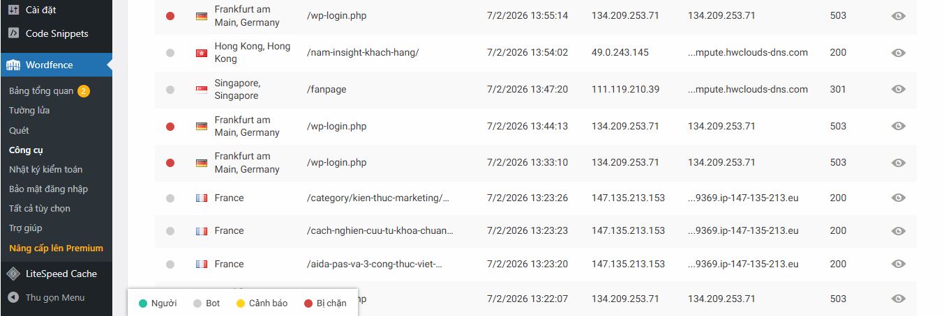 wordfence chặn truy cập trái phép